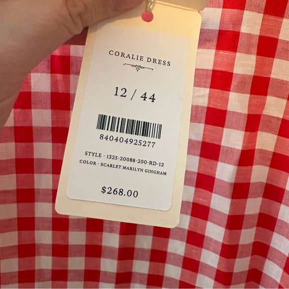 New Doen Coralie mini dress in scarlet Marilyn gingham - Picture 5 of 10